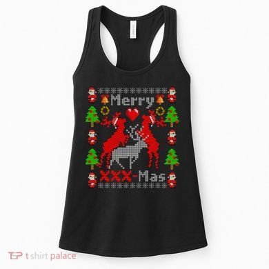 Merry XXXX-Mas Ugly Christmas Sweater Women's Tank Top