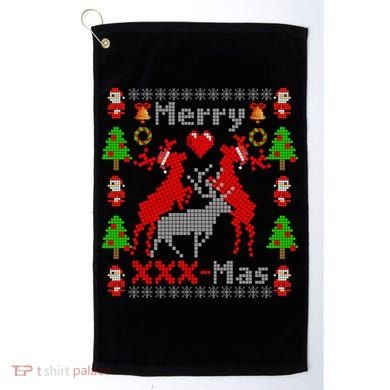 Merry XXXX-Mas Ugly Christmas Sweater Golf Towel