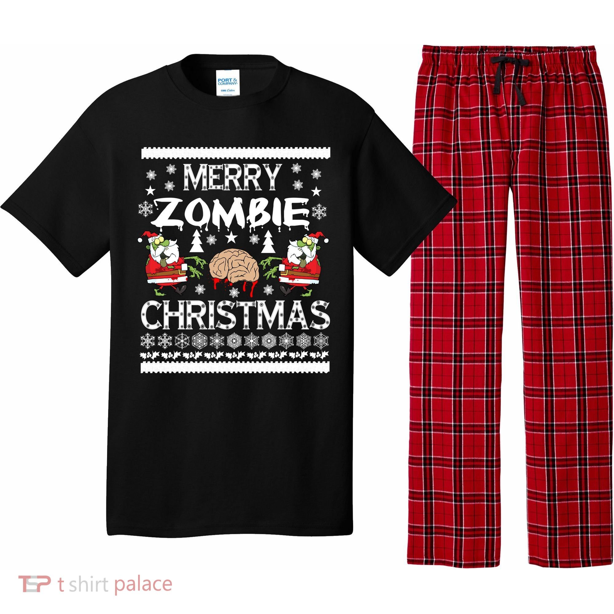 Merry Zombie Ugly Christmas Sweater Pajama Set