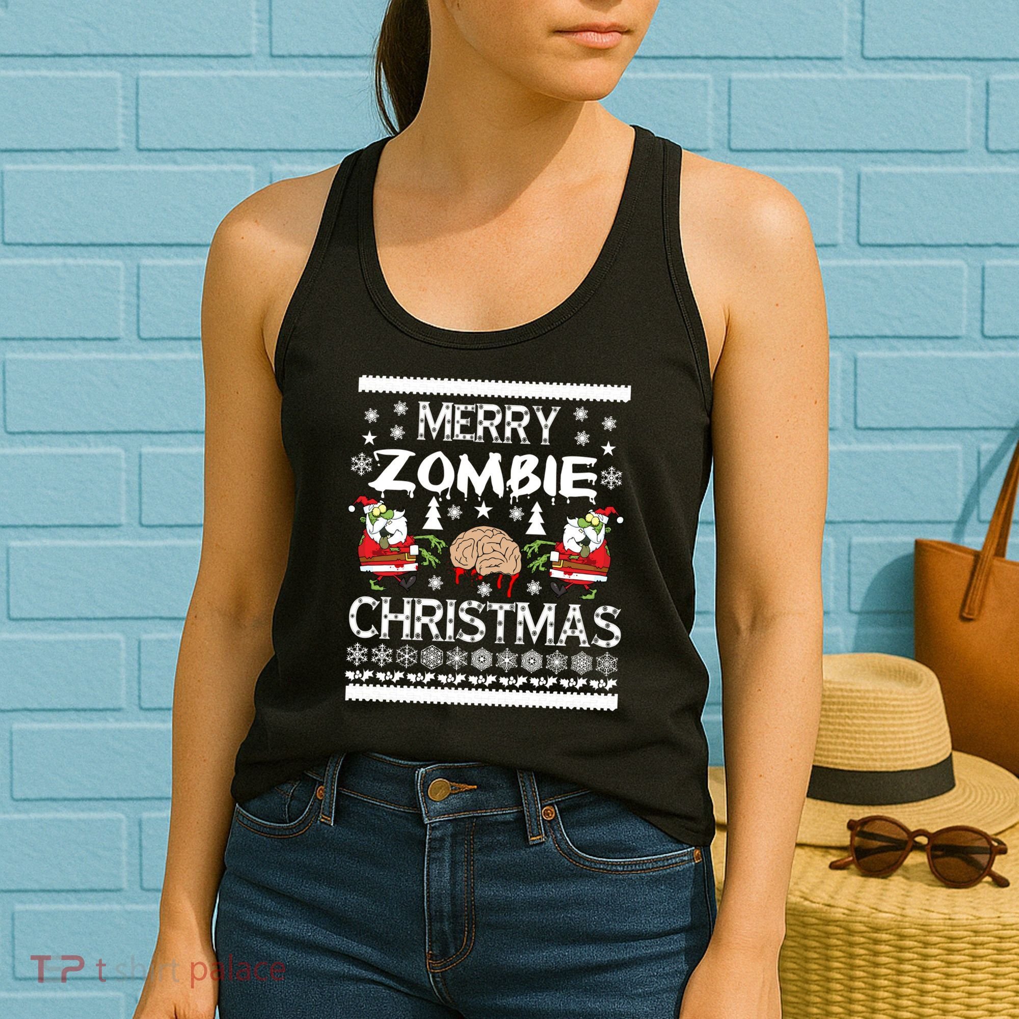 Merry Zombie Ugly Christmas Sweater Women's Tank Top