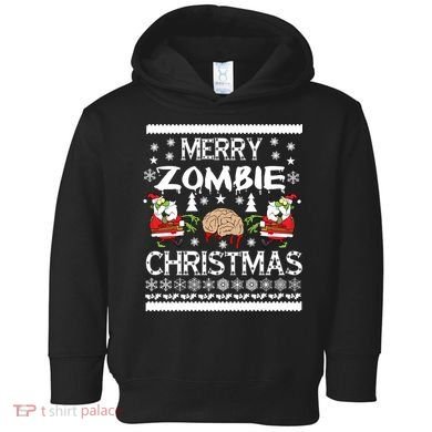 Merry Zombie Ugly Christmas Sweater Toddler Hoodie