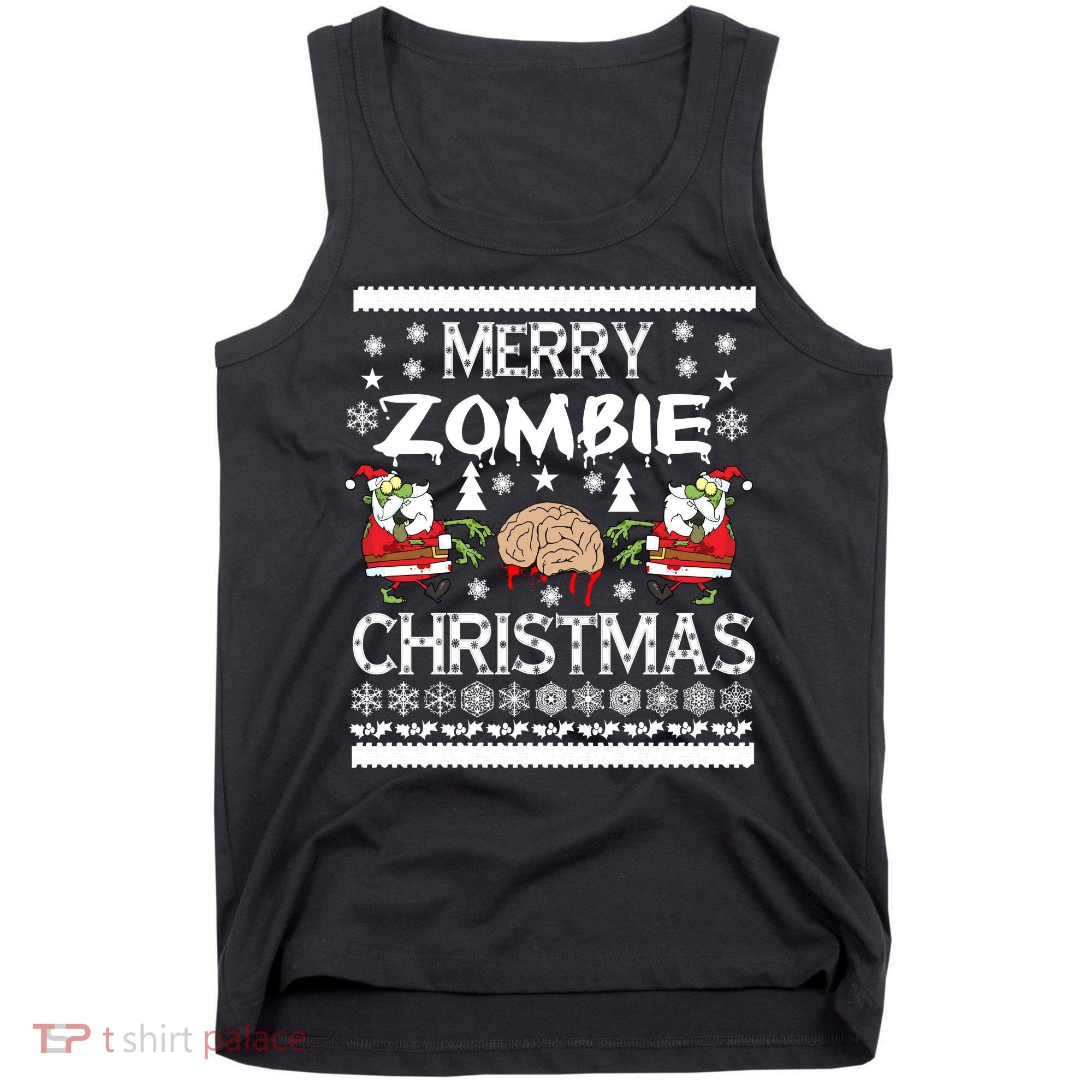 Merry Zombie Ugly Christmas Sweater Tank Top