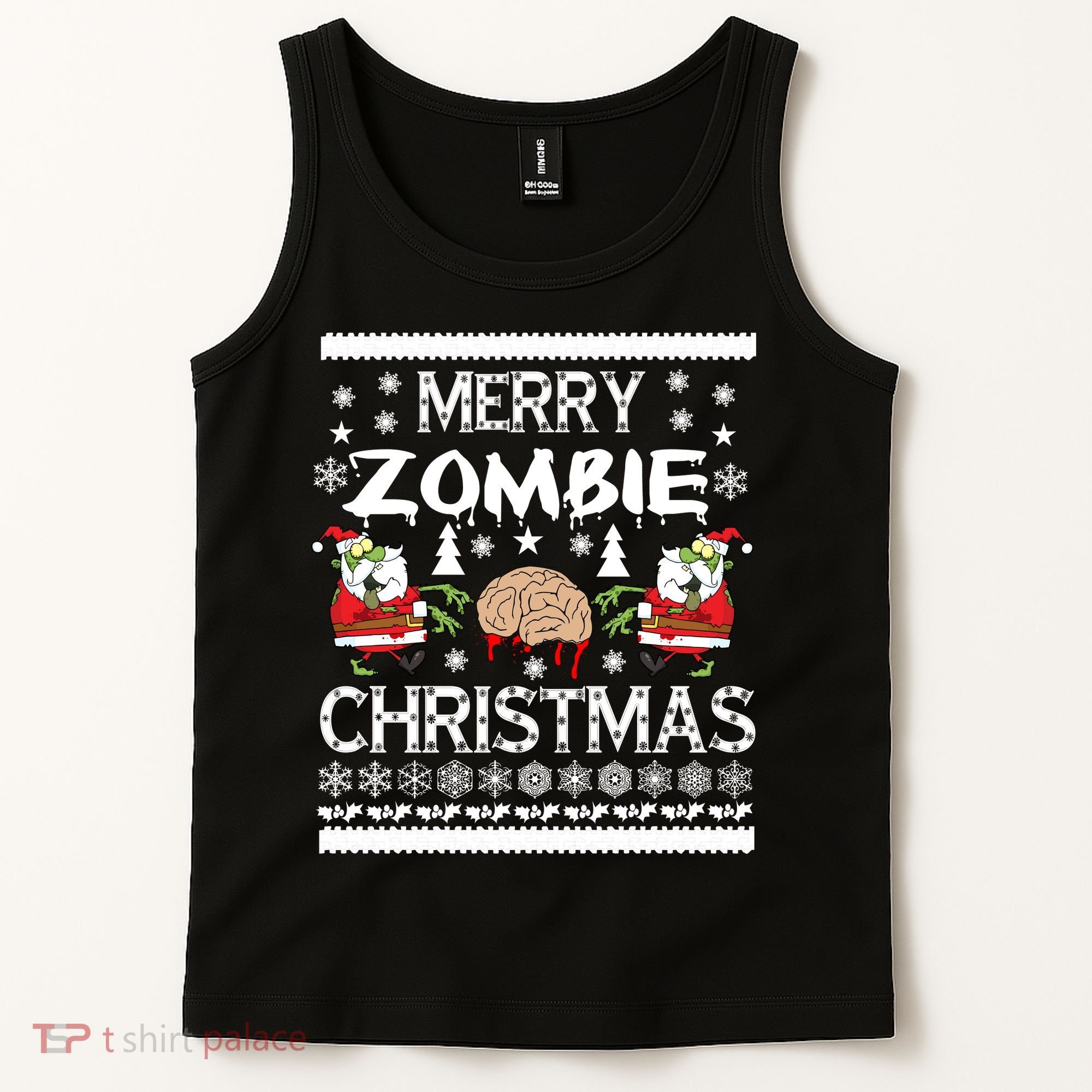 Merry Zombie Ugly Christmas Sweater Tank Top