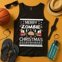 Merry Zombie Ugly Christmas Sweater Tank Top thumb 4