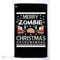 Merry Zombie Ugly Christmas Sweater Golf Towel thumb 0