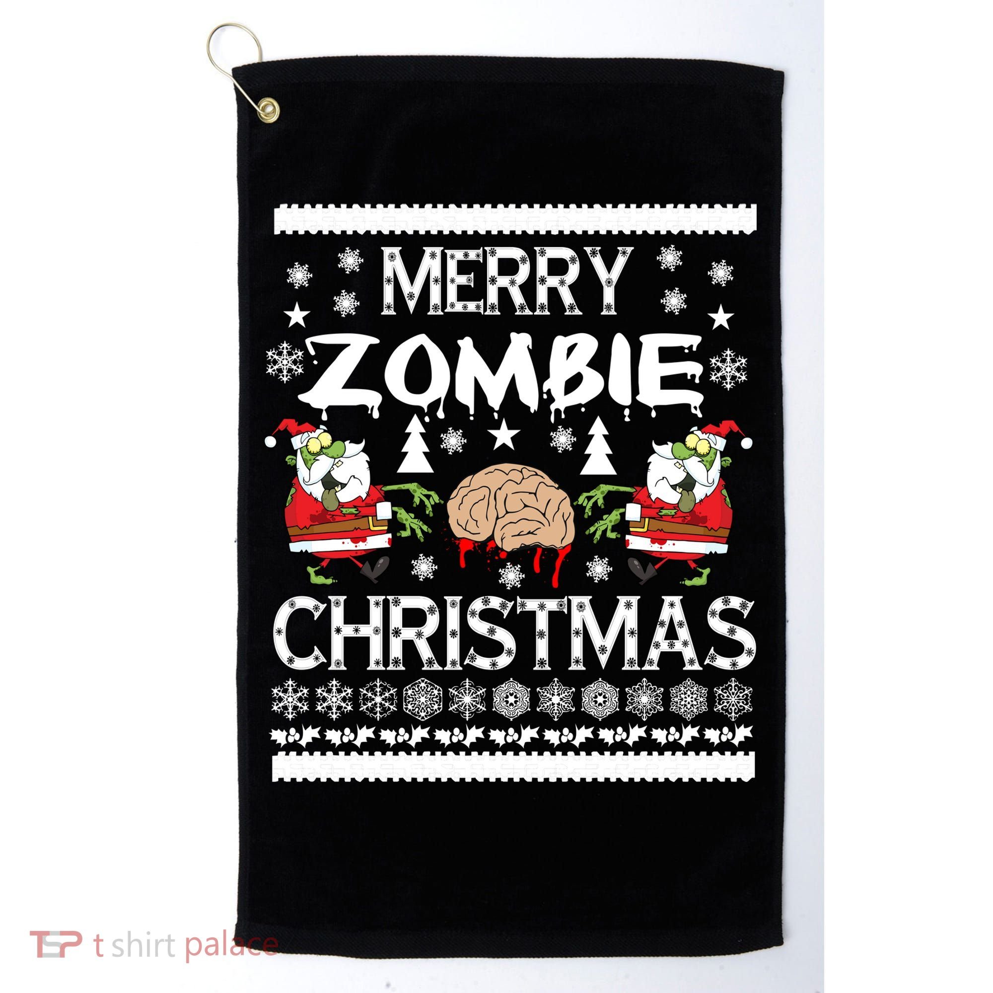 Merry Zombie Ugly Christmas Sweater Golf Towel