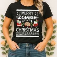 Merry Zombie Ugly Christmas Sweater Women's T-Shirt thumb 2