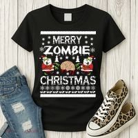 Merry Zombie Ugly Christmas Sweater Women's T-Shirt thumb 3