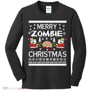 Merry Zombie Ugly Christmas Sweater Kids Long Sleeve Shirt