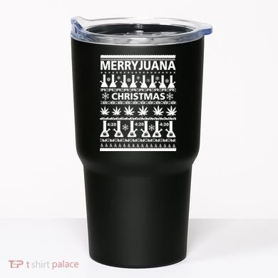 Merryjuana Weed Ugly Christmas Sweater Tumbler