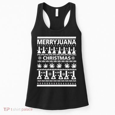 Merryjuana Weed Ugly Christmas Sweater Women's Tank Top