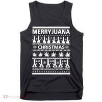 Merryjuana Weed Ugly Christmas Sweater Tank Top thumb 0