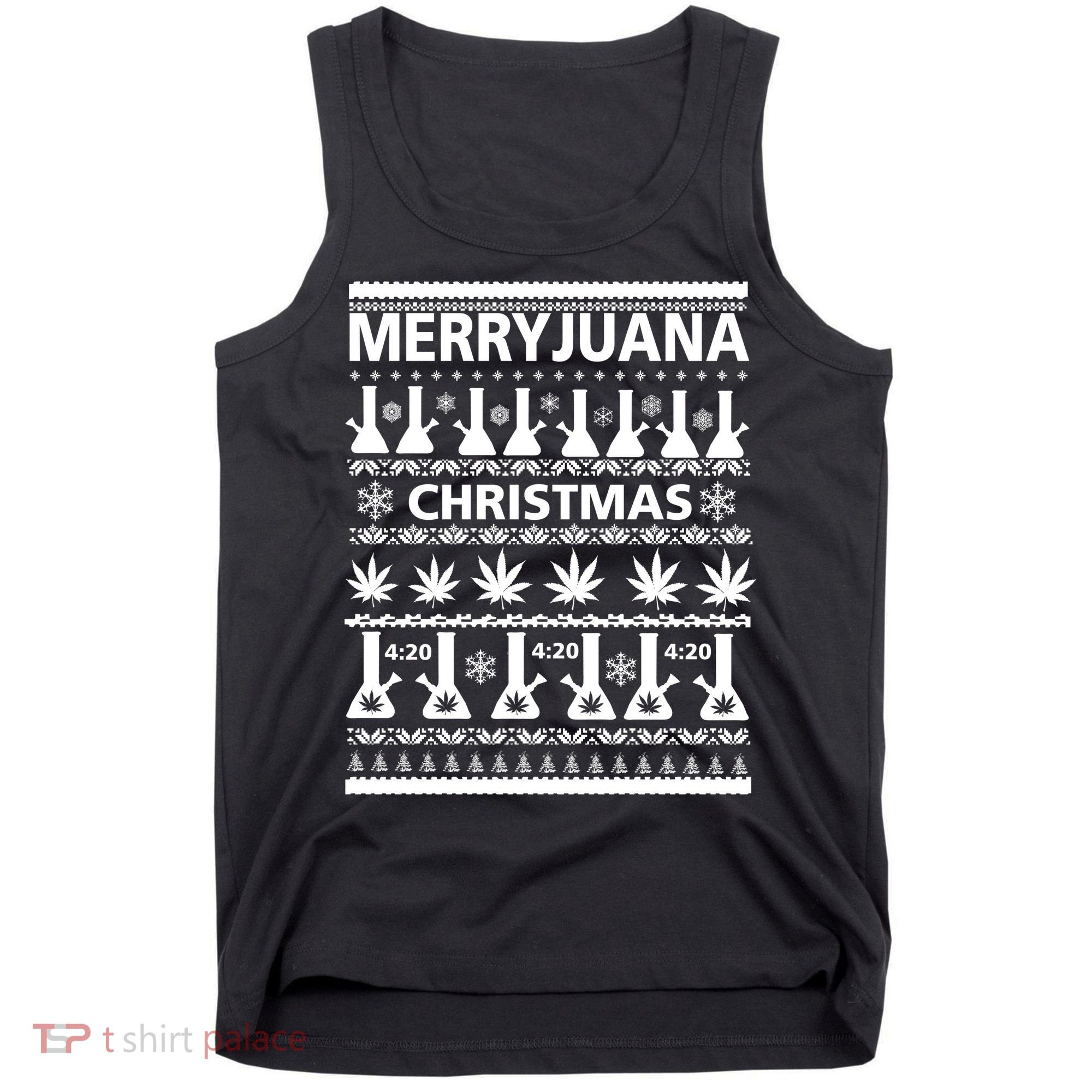 Merryjuana Weed Ugly Christmas Sweater Tank Top