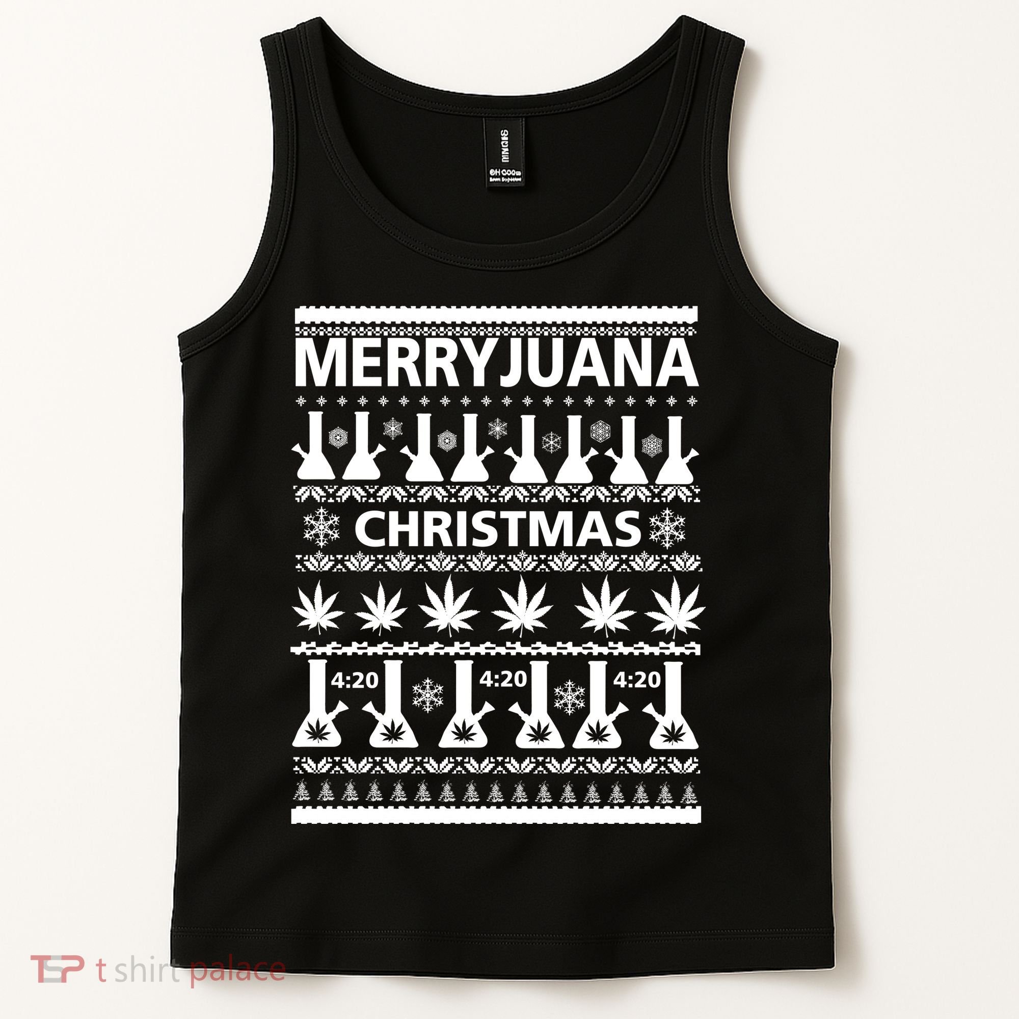 Merryjuana Weed Ugly Christmas Sweater Tank Top