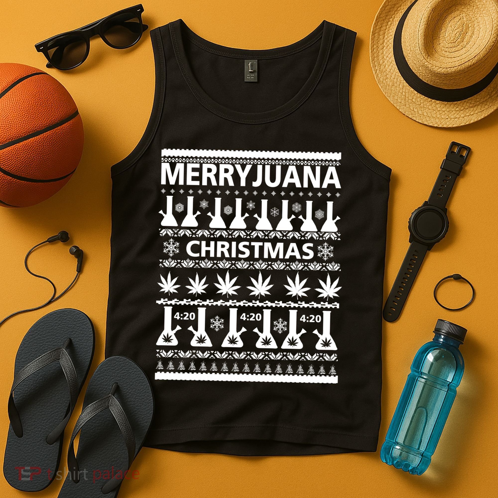 Merryjuana Weed Ugly Christmas Sweater Tank Top