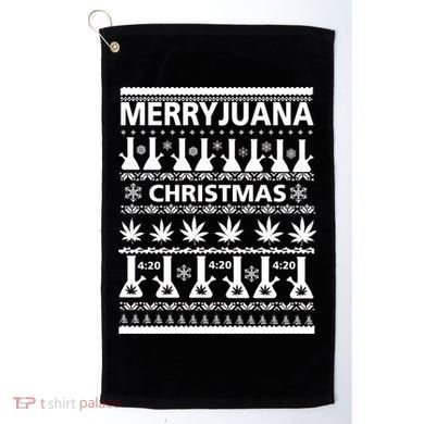 Merryjuana Weed Ugly Christmas Sweater Golf Towel