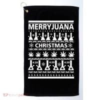 Merryjuana Weed Ugly Christmas Sweater Golf Towel thumb 0