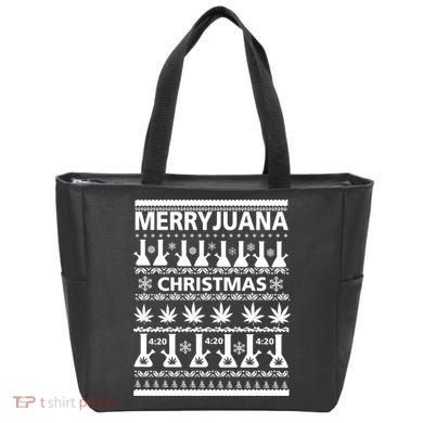 Merryjuana Weed Ugly Christmas Sweater Tote Bag