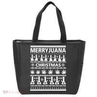 Merryjuana Weed Ugly Christmas Sweater Tote Bag thumb 0