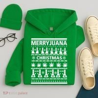 Merryjuana Weed Ugly Christmas Sweater Hoodie thumb 4
