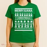 Merryjuana Weed Ugly Christmas Sweater T-Shirt thumb 4