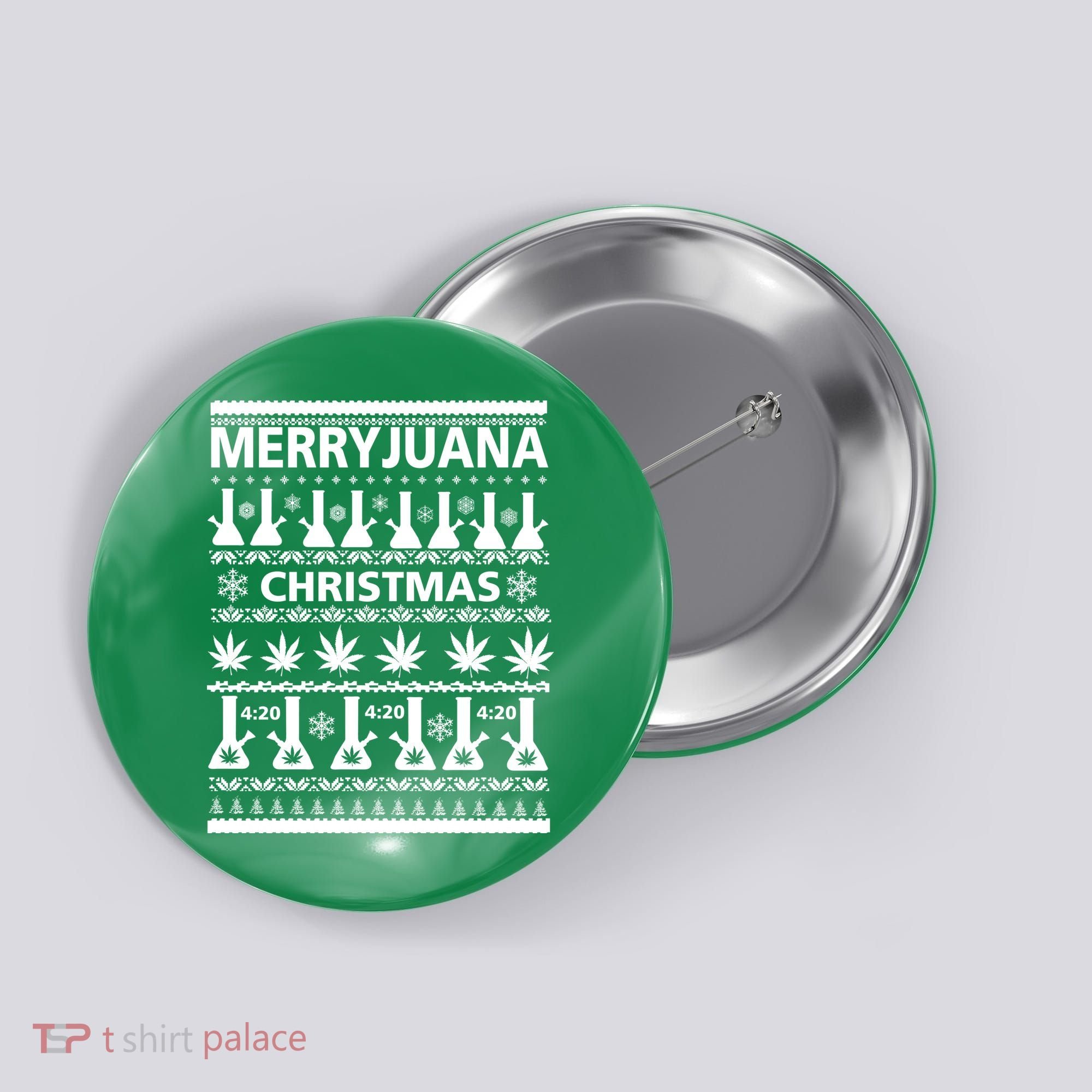 Merryjuana Weed Ugly Christmas Sweater Button