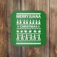 Merryjuana Weed Ugly Christmas Sweater Coaster thumb 0