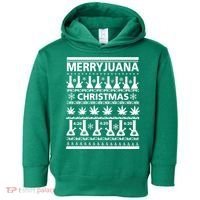 Merryjuana Weed Ugly Christmas Sweater Toddler Hoodie thumb 0