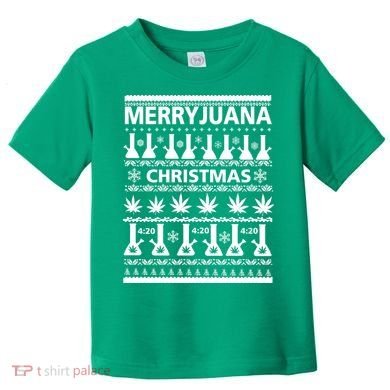 Merryjuana Weed Ugly Christmas Sweater Toddler T-Shirt