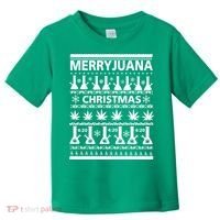 Merryjuana Weed Ugly Christmas Sweater Toddler T-Shirt thumb 0