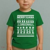 Merryjuana Weed Ugly Christmas Sweater Toddler T-Shirt thumb 2