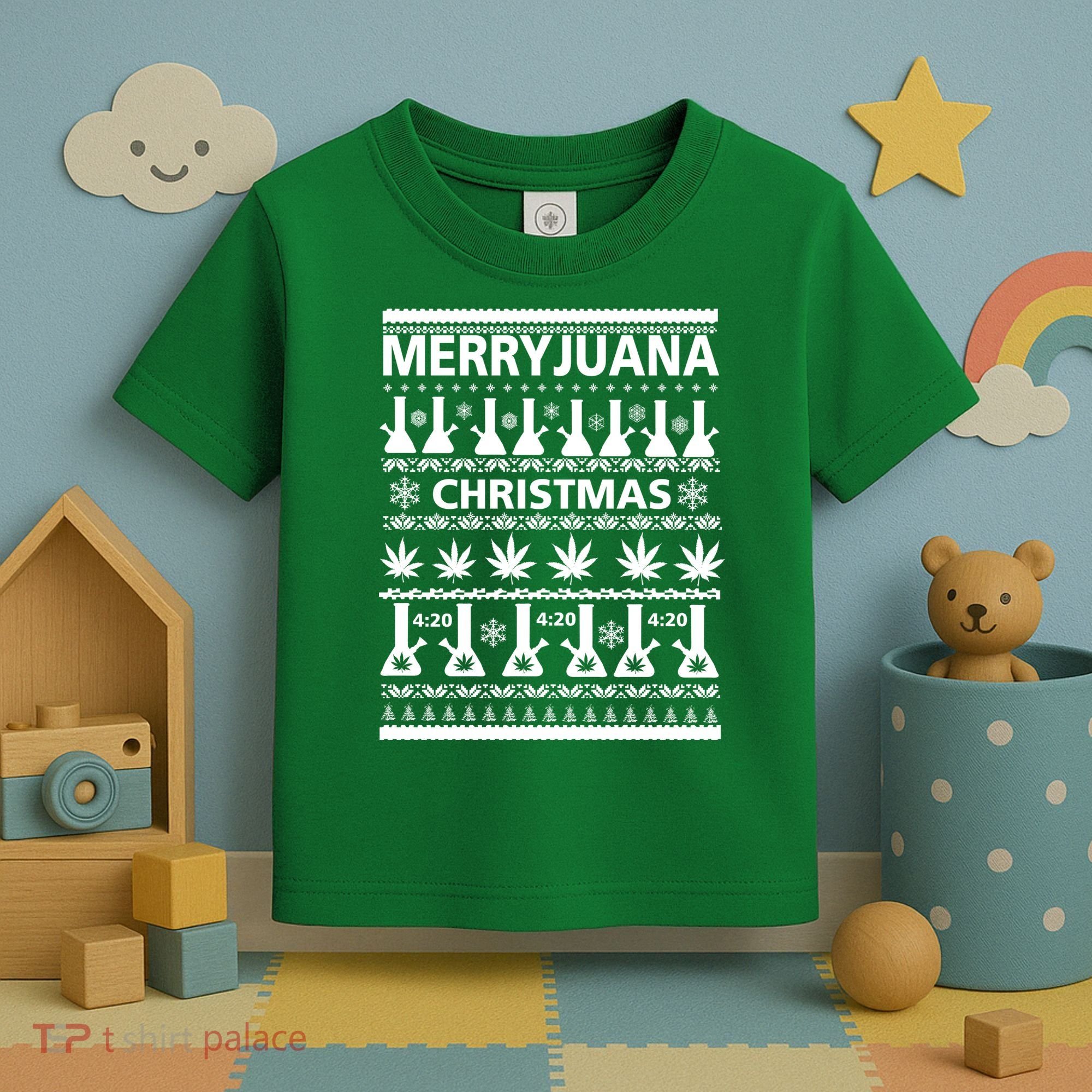 Merryjuana Weed Ugly Christmas Sweater Toddler T-Shirt