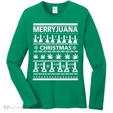 Merryjuana Weed Ugly Christmas Sweater Women's Long Sleeve Shirt