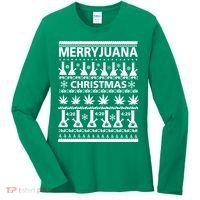 Merryjuana Weed Ugly Christmas Sweater Women's Long Sleeve Shirt thumb 0