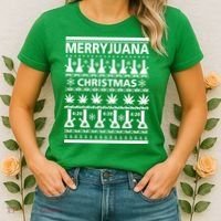 Merryjuana Weed Ugly Christmas Sweater Women's T-Shirt thumb 2