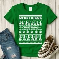 Merryjuana Weed Ugly Christmas Sweater Women's T-Shirt thumb 3
