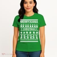 Merryjuana Weed Ugly Christmas Sweater Women's T-Shirt thumb 4