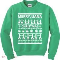 Merryjuana Weed Ugly Christmas Sweater Kids Sweatshirt thumb 0