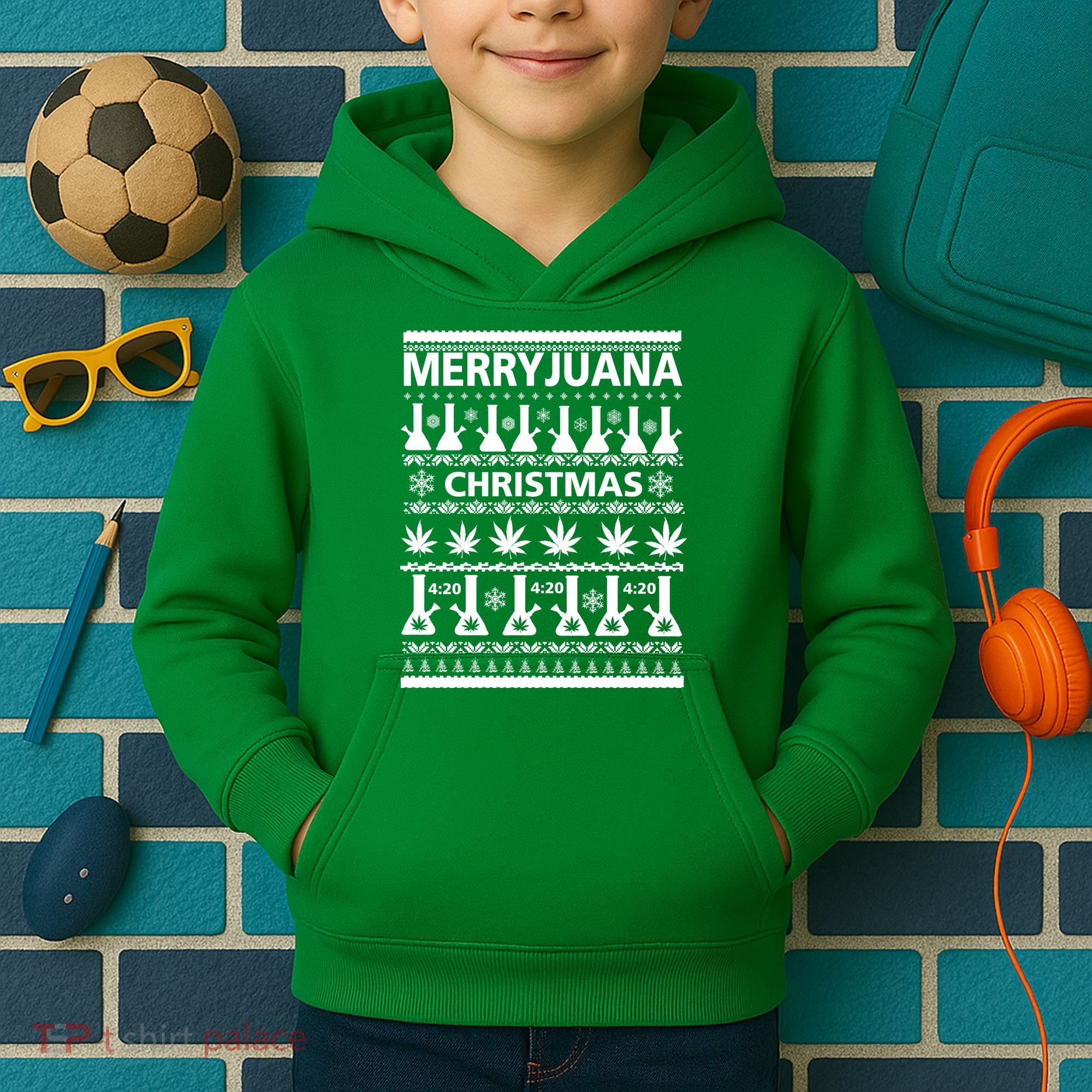 Merryjuana Weed Ugly Christmas Sweater Kids Hoodie