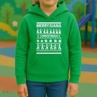 Merryjuana Weed Ugly Christmas Sweater Kids Hoodie thumb 3