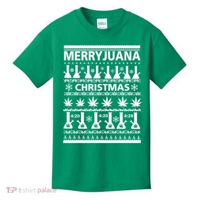 Merryjuana Weed Ugly Christmas Sweater Kids T-Shirt