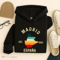 Madrid Espana Spain Est. Souvenir Flag Map Vacation Hoodie thumb 4
