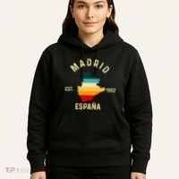 Madrid Espana Spain Est. Souvenir Flag Map Vacation Hoodie thumb 5
