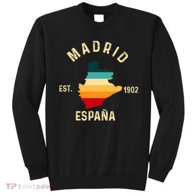 Madrid Espana Spain Est. Souvenir Flag Map Vacation Sweatshirt
