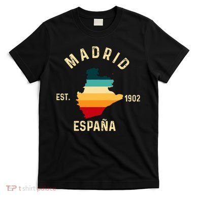 Madrid Espana Spain Est. Souvenir Flag Map Vacation T-Shirt