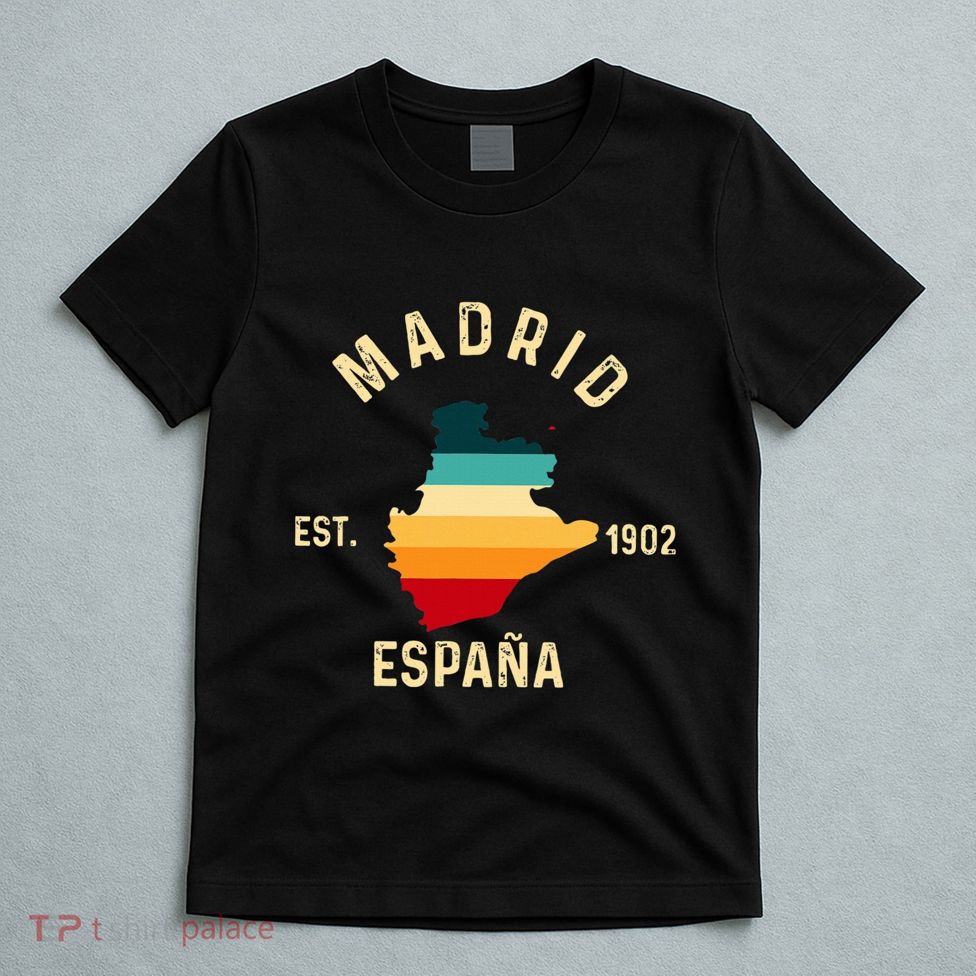 Madrid Espana Spain Est. Souvenir Flag Map Vacation T-Shirt