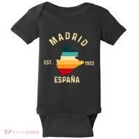 Madrid Espana Spain Est. Souvenir Flag Map Vacation Baby Bodysuit thumb 0