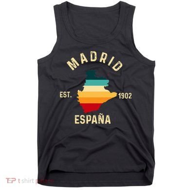 Madrid Espana Spain Est. Souvenir Flag Map Vacation Tank Top