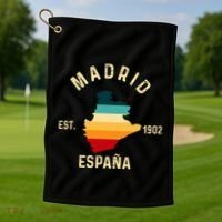 Madrid Espana Spain Est. Souvenir Flag Map Vacation Golf Towel thumb 1