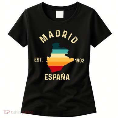 Madrid Espana Spain Est. Souvenir Flag Map Vacation Women's T-Shirt